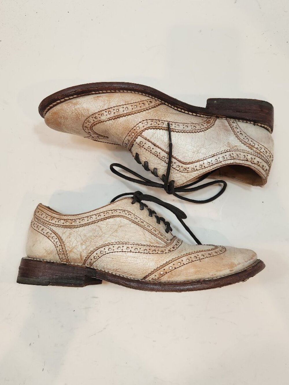 Bed Stu Cobbler Series Lita Distressed Leather Wingtip Oxfords Women's Size 6.5